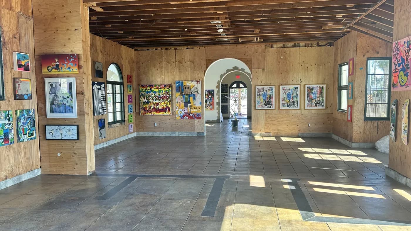 The first Painted Promises: original work hung the length of the hall